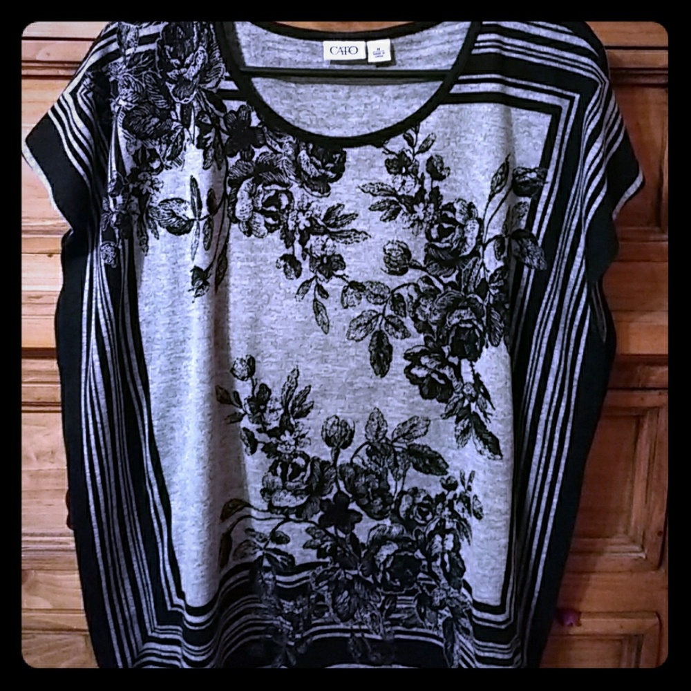 Black and gray floral top